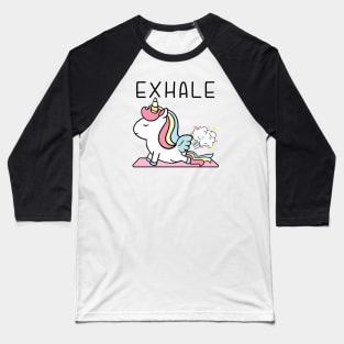 Exhale Unicorn Fart Yoga Baseball T-Shirt